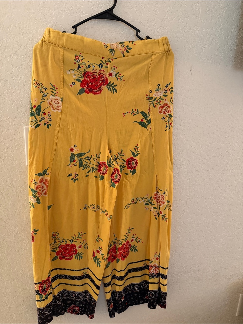 Yellow Floral Wide-Leg Women's pants